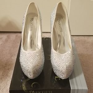 White Rhinestone Heels